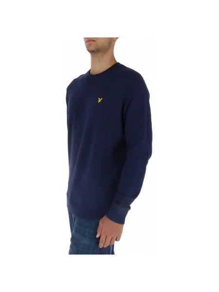 Majica Lyle & Scott zajemalni vrat modra