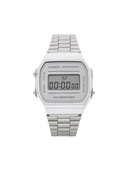 Lniany zegarek Casio retro szary