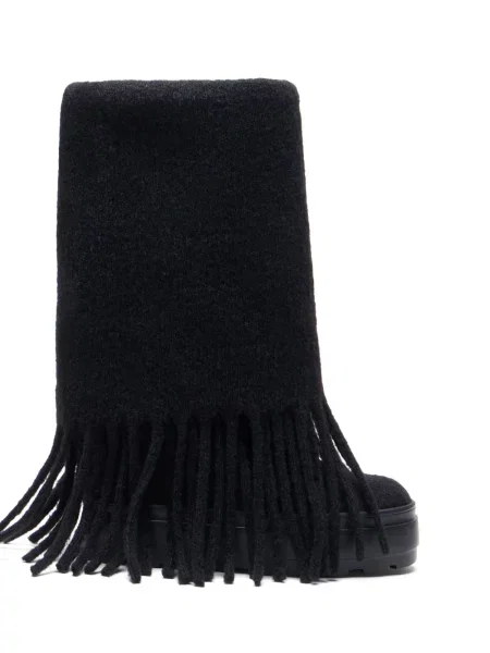 Botine Casadei cu franjuri de lână negru