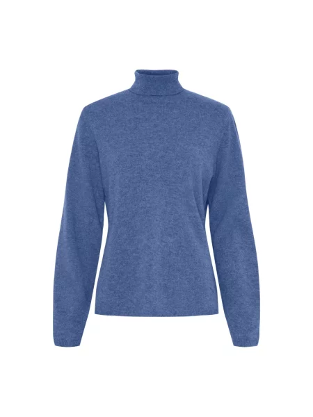 Lniany sweter z golfem Btfcph niebieski