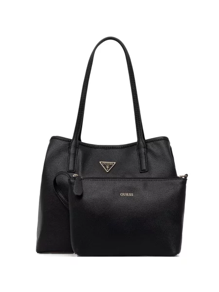 Geantă shopper Guess cu autograf negru