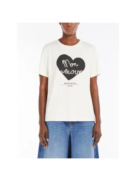 T-shirt z nadrukowanym motywem i logo model ‘TEIERA’ Max Mara Weekend biała