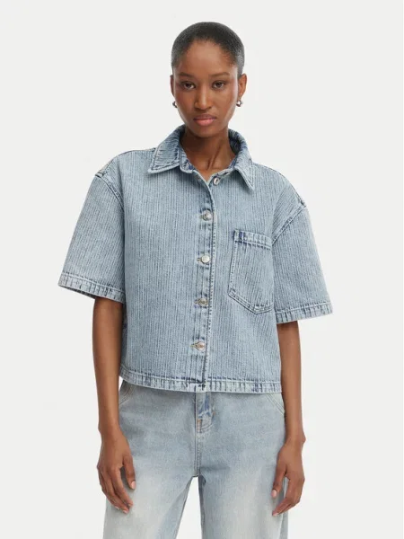 HUGO Bluză denim / alb albastru