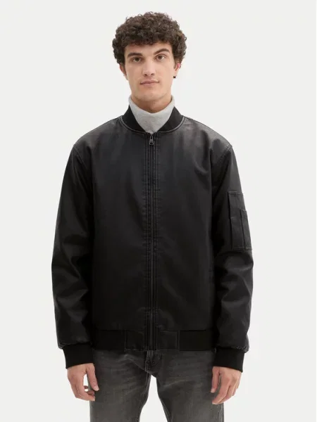 Tom Tailor Denim Bunda z imitace kůže černá