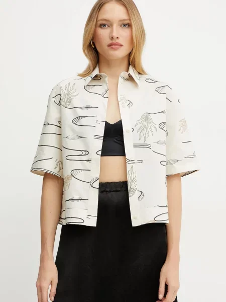 MM cămașă din femei cu guler clasic relaxed bej