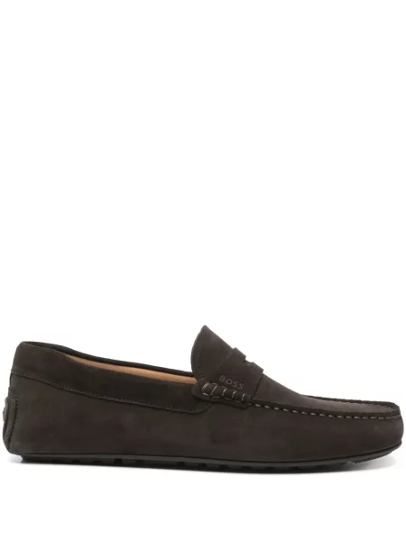 Pantofi loafer Boss din piele de căprioară maro