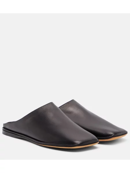 Papuci tip mules The Row din piele negru