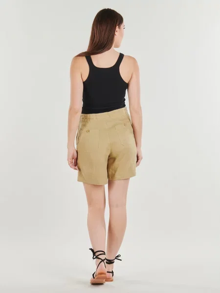 Ľanové šortky Lauren Ralph Lauren béžová
