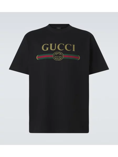 Tricou Gucci de mătase cu autograf negru