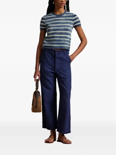 Tricou Polo Ralph Lauren din piele cu broderie în carouri maro
