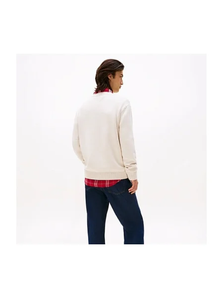 Pulover Tommy Jeans melange alb