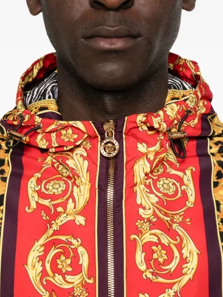 Geacă Versace cu glugă roșu