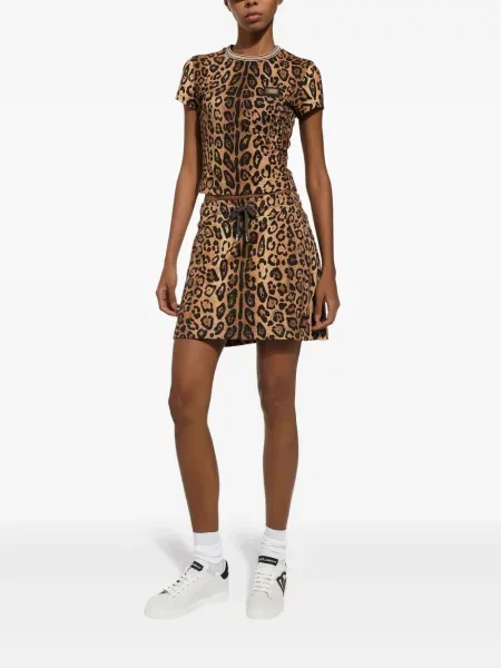 Fusta mini Dolce & Gabbana cu imagine cu model leopard maro