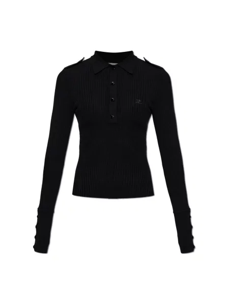 Sweter Courreges z logo czarny