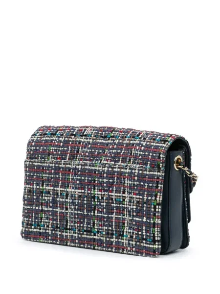 Tvídová vícebarevný crossbody kabelka Chanel Pre-owned modrá