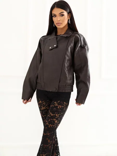 Kožna jakna Italy Moda crna