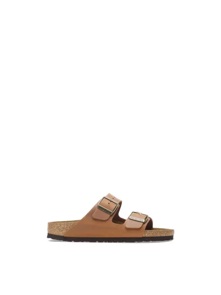 Klapki Birkenstock skórzane brązowe