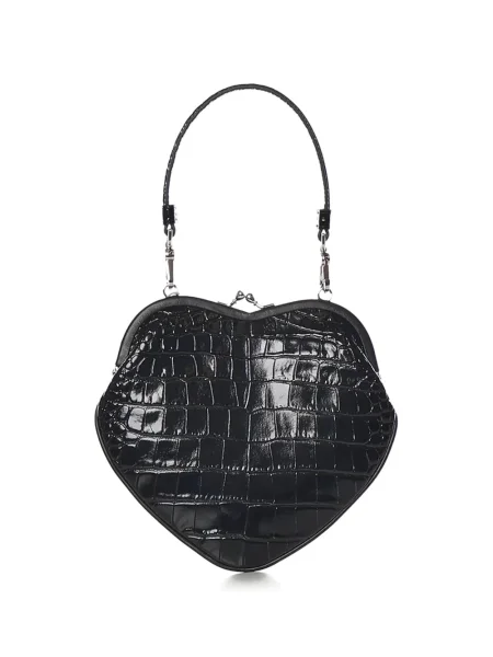 Кожена кожена чанта Vivienne Westwood със сърца черно