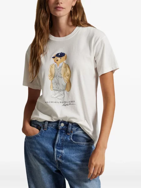 Slip de baie Polo Ralph Lauren alergare cu cordon cu imagine alb