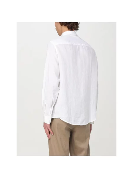 Lniana koszula Armani Exchange z długim rękawem casual biała