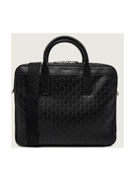 Geantă Calvin Klein Emblem Emboss Commut Workbag Black Universal negru