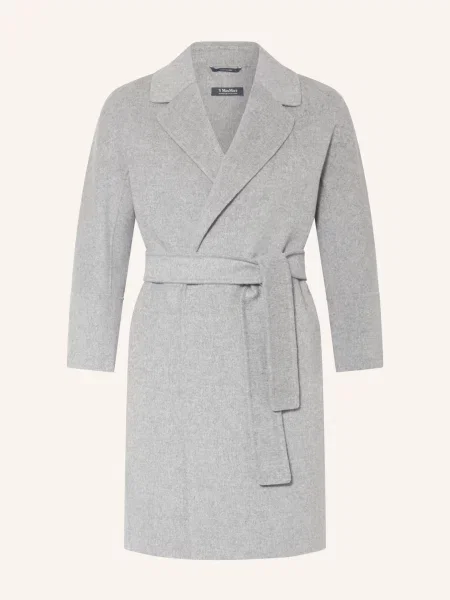 S Max Mara Vlněný Kabát Arona světle šedá