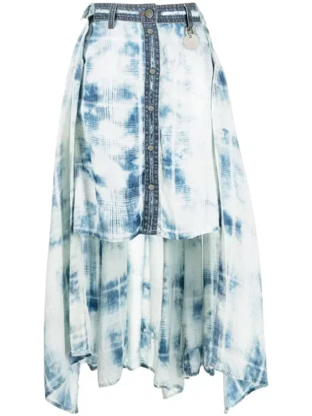 Пола Diesel с висока талия с tie-dye ефект връзки синьо