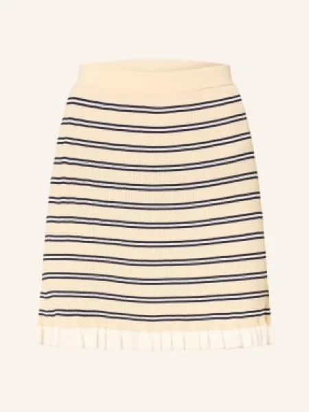 Claudie Pierlot Sukienka Z Dzianiny Z Falbanami beige biała