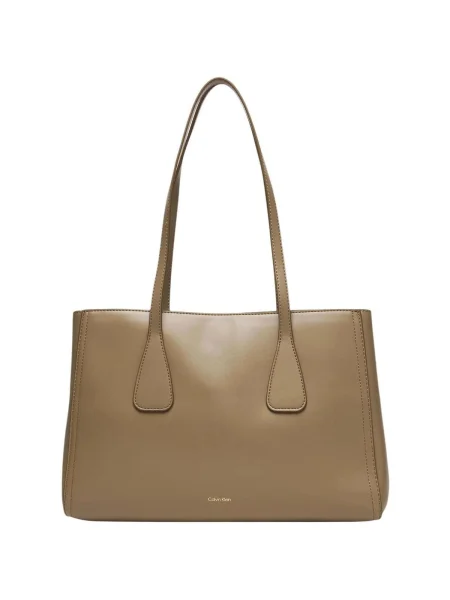 Geantă Calvin Klein Ck Medium Work Tote Bej kaki
