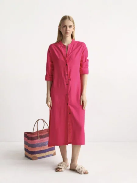 Сукня міді Lilove льон/бавовна рожевий