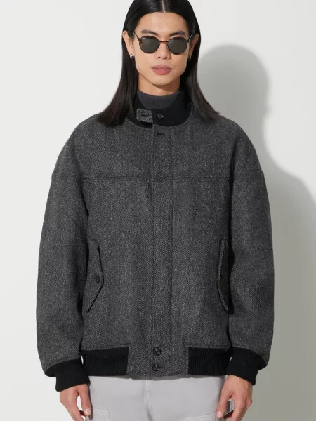 Baracuta gyapjú bomber dzseki Herringbone Derby Jacket átmeneti oversize szürke