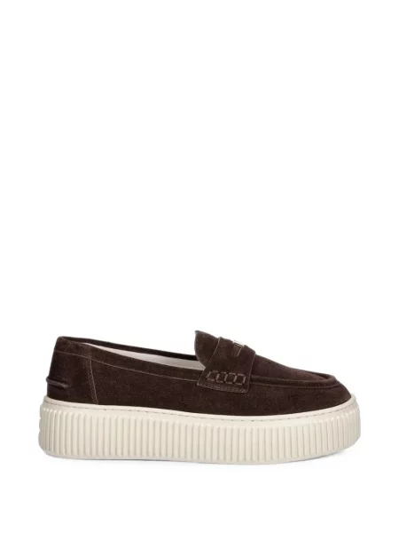 Pantofi loafer Furla din piele de căprioară cu platformă maro