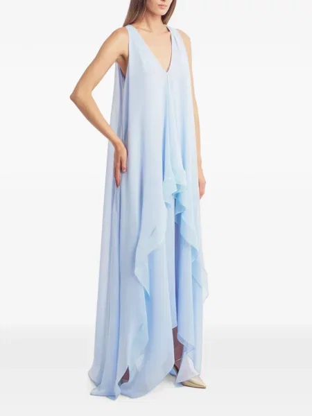 Rochie midi Irina Schrotter cu volane asimetrică albastru