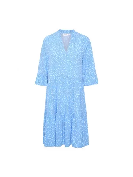 Lniana sukienka Saint Tropez z falbankami niebieska