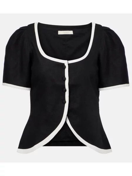 Lniany top Faithfull czarny
