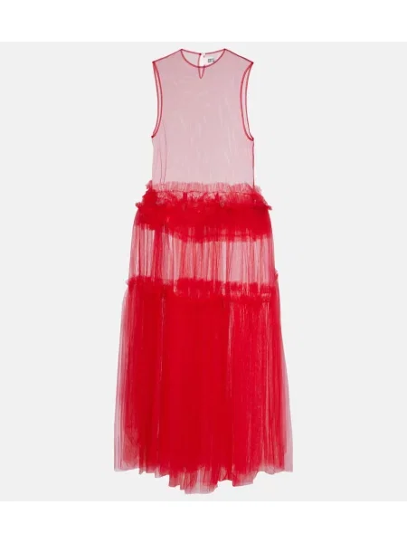 Rochie maxi Noir Kei Ninomiya transparente din tul de costum roșu