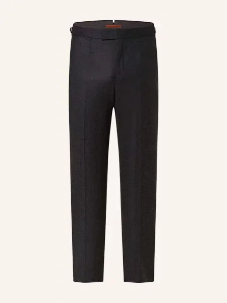 Zegna Flanelové Kalhoty Narrow Fit tmavě šedá