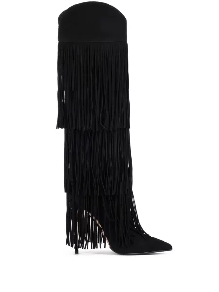 Botine Le Silla cu franjuri din piele de căprioară negru