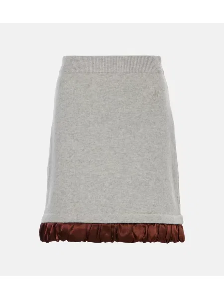Fustă midi Jw Anderson din satin până la genunchi gri