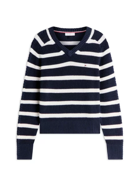TOMMY HILFIGER Pulóver éjkék fehér