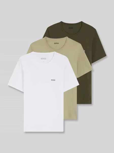 T-shirty o kroju slim fit z czystej bawełny w zestawie 3 szt. Boss zielona