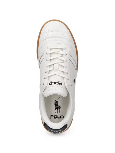 Papuci Polo Ralph Lauren din piele cu autograf cu cordon albastru