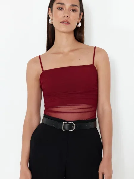 Body Trendyol tricotate cu bretele roșu