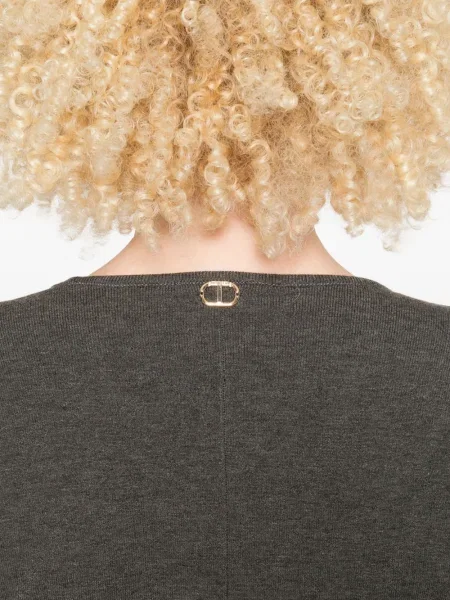 Rochie mini Twinset tricotate cu decolteu în V de costum gri