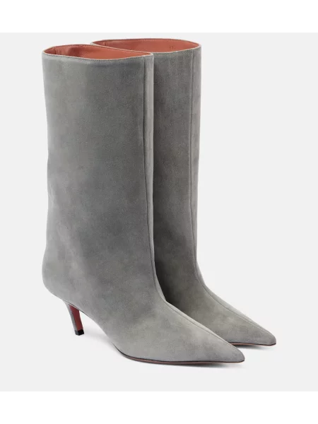 Botine Amina Muaddi din piele de căprioară gri