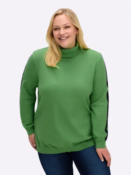 SHEEGO Pulover verde măr negru