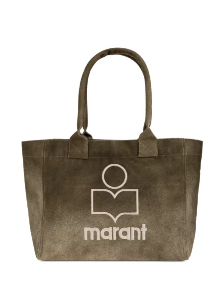 Geantă shopper Isabel Marant cu broderie verde