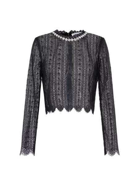 Tafta bluzka Self-portrait drapowana czarna