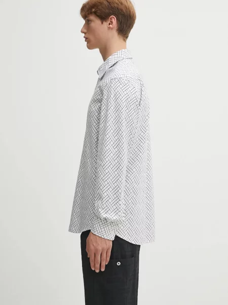 Πουκάμισο Kenzo Weave Regular ανδρικό άσπρο λευκό