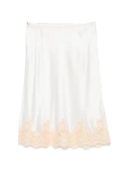 Fustă midi Dôen din dantelă alb